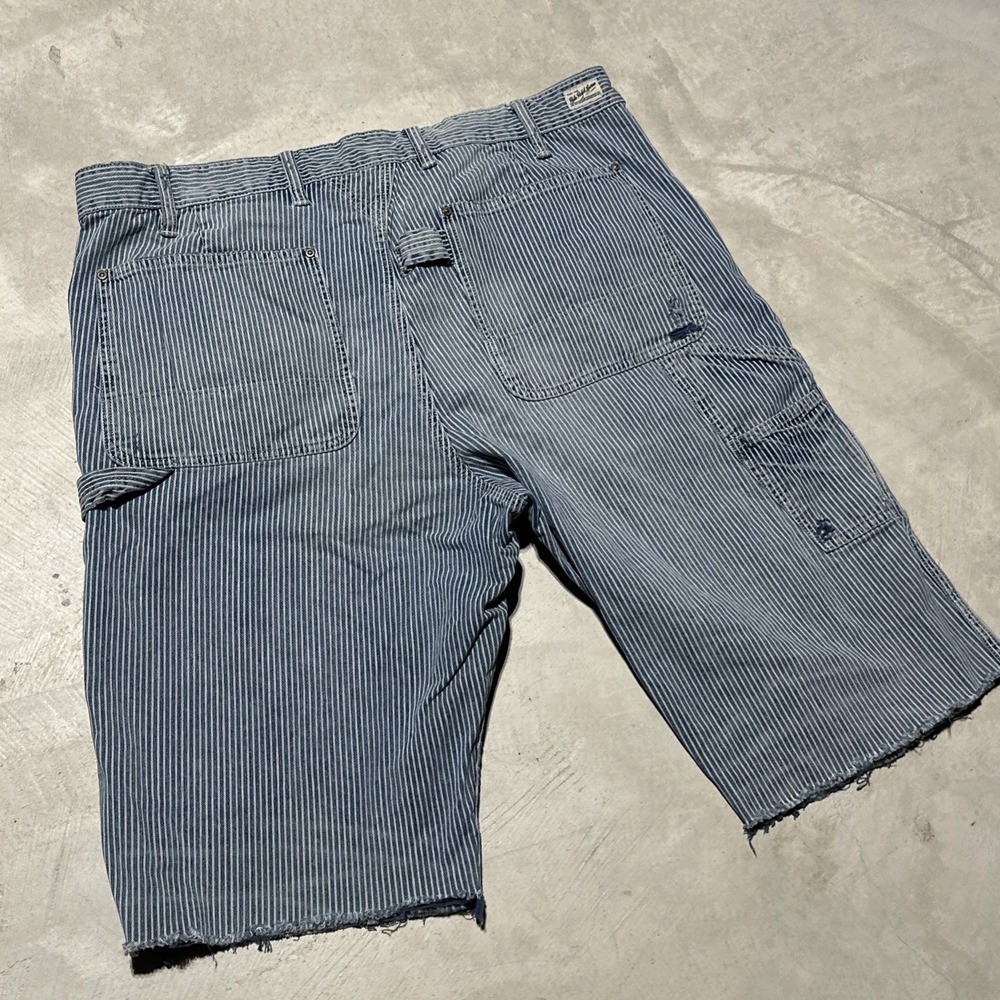 Polo Ralph Lauren Hickory Stripe Naval Clothing Carpenter SZ 38 Denim Shorts - Picture 12 of 12